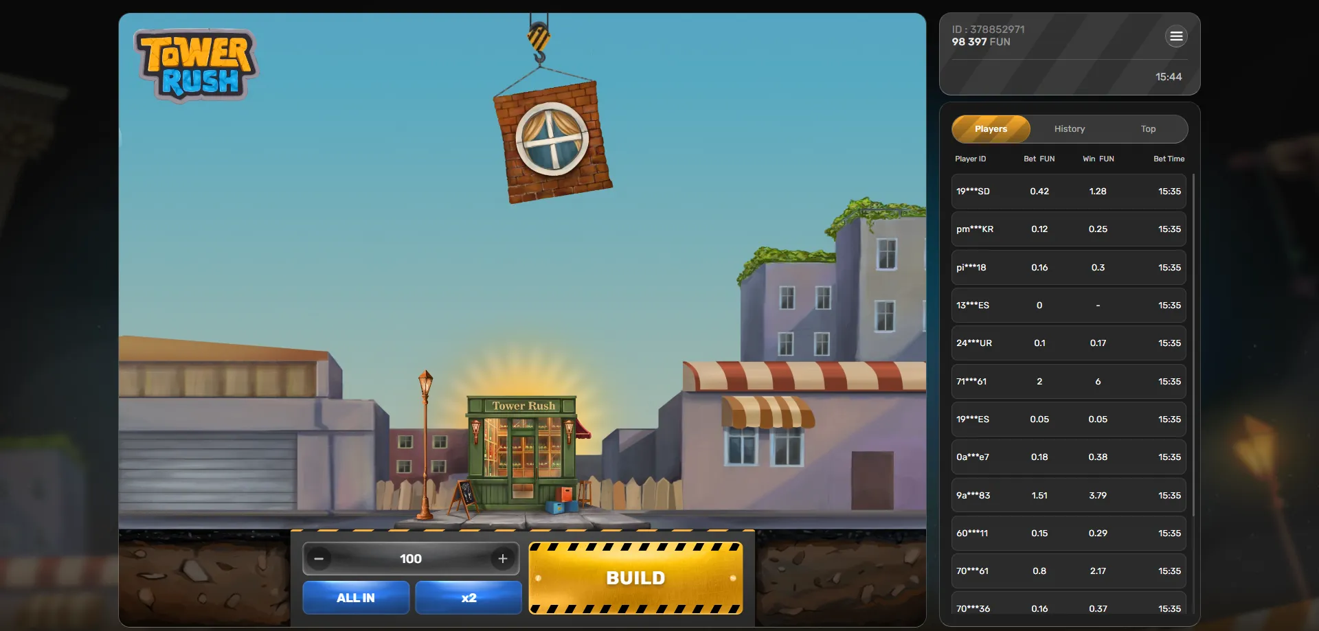 لعبة tower rush 1xbet – لعبة البرج والبناء من Galaxsys